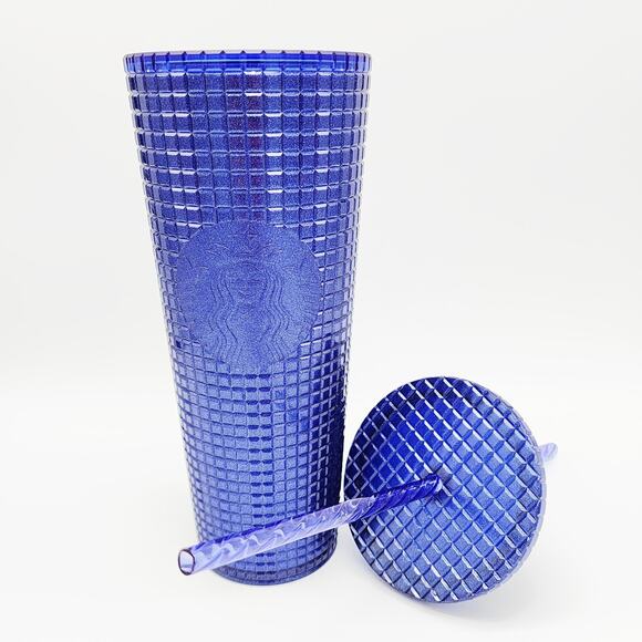 Starbucks Cobalt Blue Cold Cup Grid Studded Tumbler Venti Size 24 oz - Picture 2 of 7